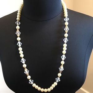 Long Strand Bead Necklace with Gold Details
